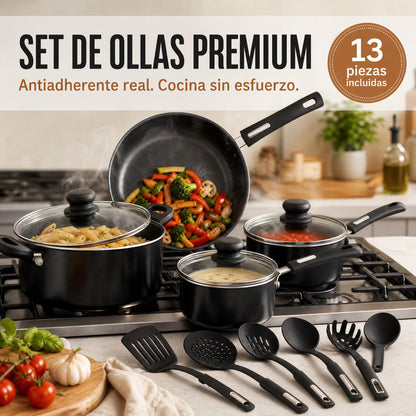 Set de Ollas Antiadherente Premium - 13 Piezas