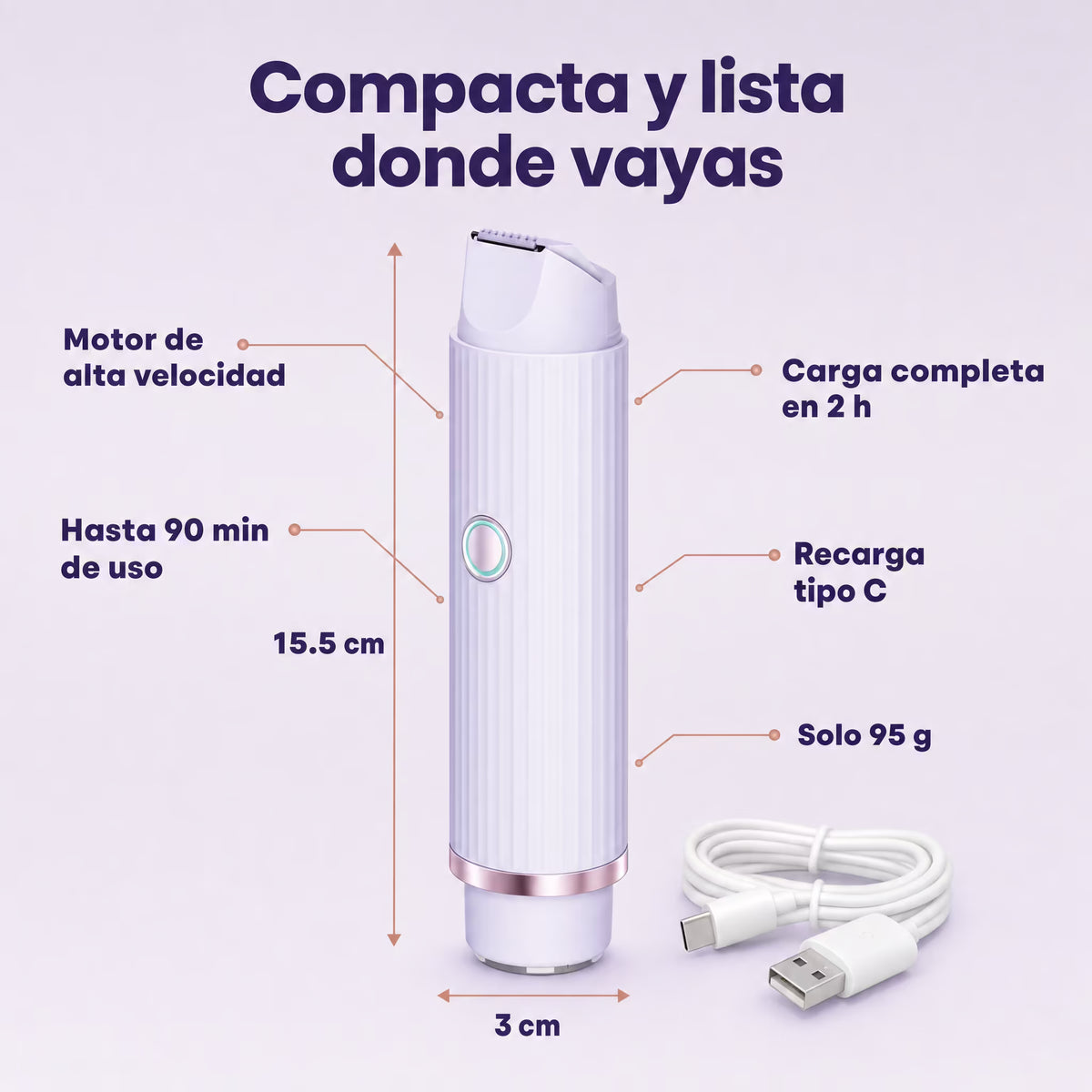 PureShave™ | Depiladora Corporal Eléctrica Doble Punta